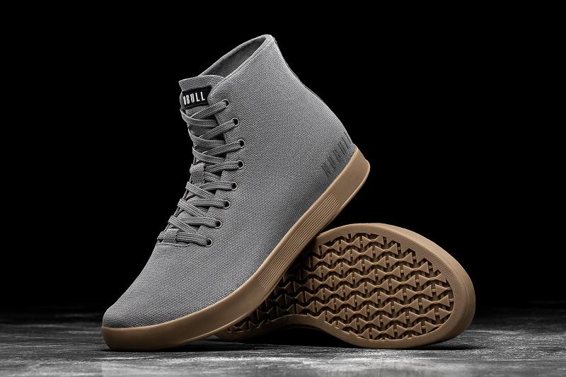 Men's Nobull High-Top Gum Canvas Trainers Dark / Grey | SG J2368P